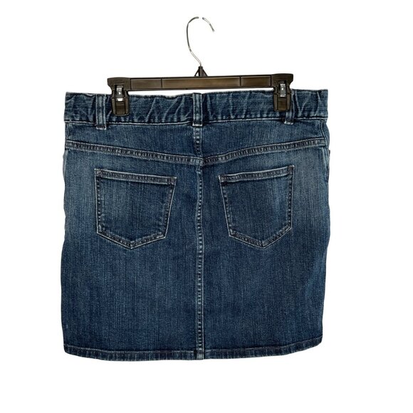 Gap Maternity Denim Skirt Medium Wash Size 4 Elastic Waistband Adjustable Tabs - Picture 2 of 11
